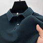 Men's Business Casual Short-Sleeve Polo Shirt – Breathable Solid Bone Flower Design