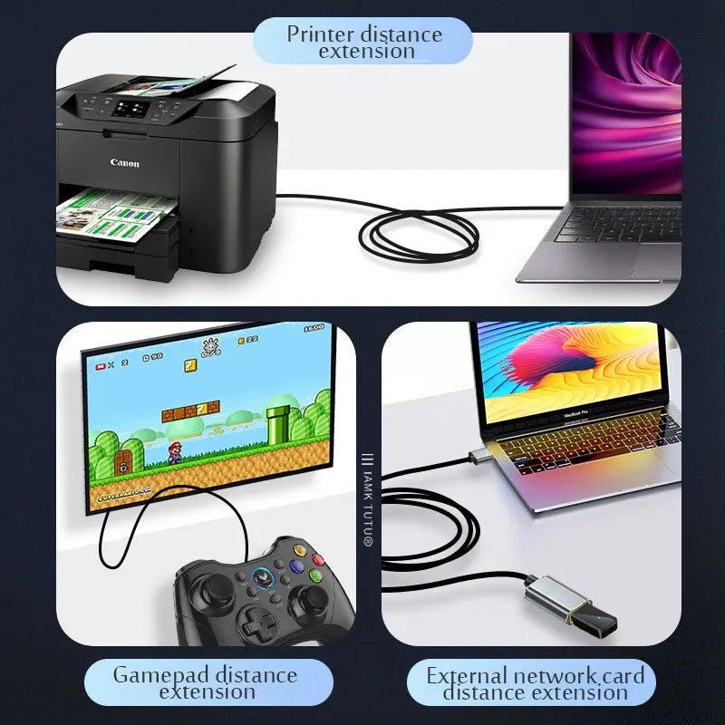 USB 3.0 Male to Female Extension Cable - High-Speed 5Gbps USB 2.0 Compatible Extender for PC, Laptop, Camera