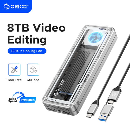 40Gbps USB4 M.2 NVMe SSD Enclosure 8TB — Cooling Fan, Thunderbolt 3/4