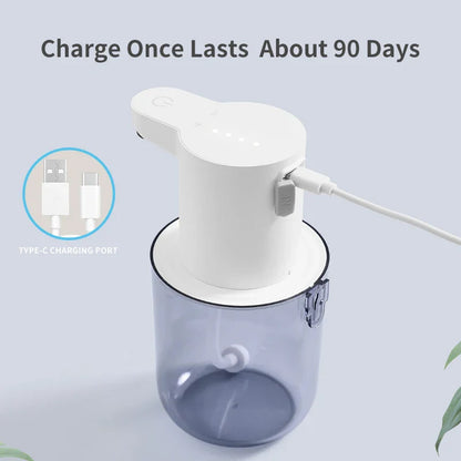 Wall-Mounted Automatic Foam Soap Dispenser 400 ml (13.5 fl oz) Rechargeable Touchless Induction Sensor for Bathroom