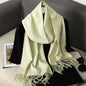 62-Color Winter Cashmere Scarf – Warm Tassel Pashmina Wrap for Women