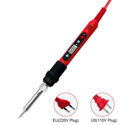 80W Adjustable Temperature Soldering Iron Kit with LCD, Ceramic Heater, Soldering Tips, Tweezers & Solder Wire