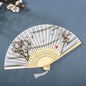 Hand Fan Foldable Silk Fan Noodles Bamboo Fan Bones Halloween Cosplay Prop Christmas Wedding Decoration Party Gifts Art Crafts