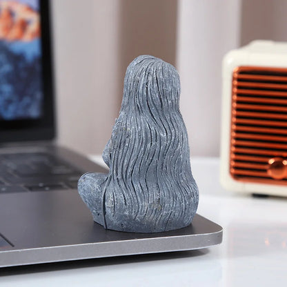 A Zen-Inspired Moon Goddess Statue Ornament, Imitation Stone Texture, Meditation Style, Home Desktop Garden Decoration, Healing and Soul-Healing Item