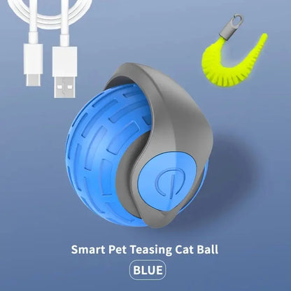 Automatic Rechargeable Cat Toy Ball — Motion-Activated Interactive Rolling Teaser with Plush Tail, USB-C