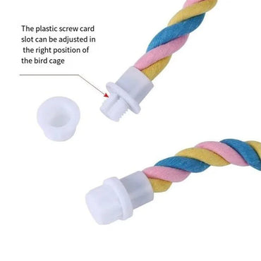 Parrot Cotton Rope Perch Toy – Colorful Chew & Climbing Swing for Birds, Cage Accessory (S/M/L)