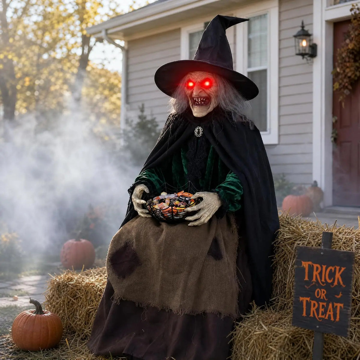 4.6 ft Animated Halloween Witch, Motion and Sound Activated