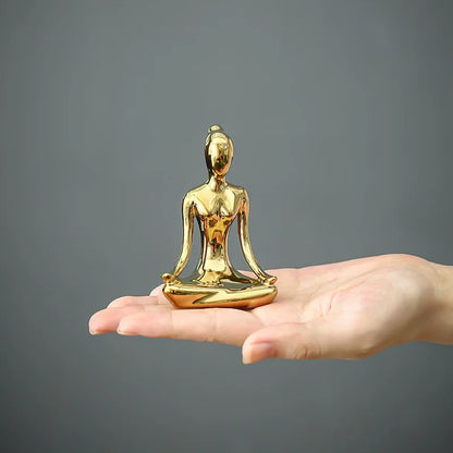Home Decor Abstract Art Ceramic Yoga Poses Figurine Porcelain Lady Figure Statue Study Office Yoga Studio Ornaments Decorations