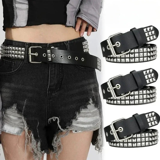 Punk Rivet Grommet Belt Heavy Metal Y2K Rock Unisex Jeans Belt 3.8 cm (1.5 in)