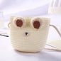 Girls Daisy Straw Mini Messenger Bag, Kids Shoulder Handbag with Coin Purse