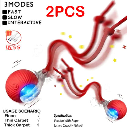 Automatic Rolling Ball Cat Toy – USB-C Rechargeable Interactive Silicone Magic Ball, Prey-Simulating Training Toy for Cats