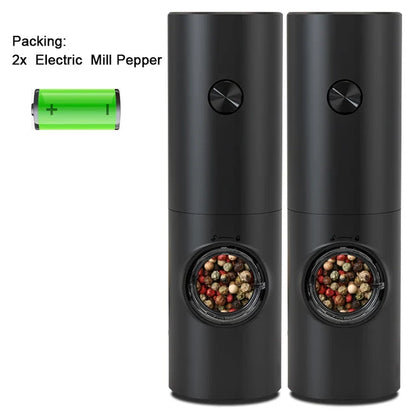 Electric Automatic Salt & Pepper Grinder Set — Battery-Powered Mill with LED Light & Adjustable Coarseness