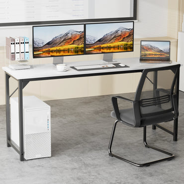 JHK Computer Office Desk Writing Study Office Gaming Table Modern Simple Style Compact Metal Frame Wood Tabletop Easy Assembly