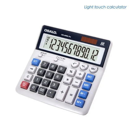 Solar-Powered 12-Digit ABS Calculator — Dual Power (Solar + AA), Office & Student Financial Calculator