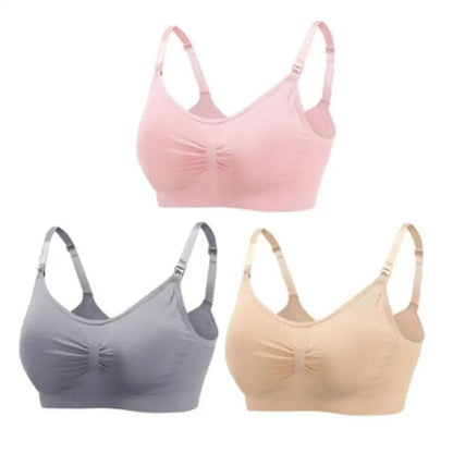 3-Pack Seamless Maternity Nursing Bras – Wireless Breathable Nursing Bra with Removable Pads & Front/Back Closure