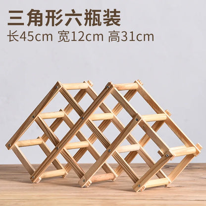 Stackable Folding Wooden Wine Rack – 3/5/6/10-Bottle Pine Wine Shelf for Home Bar