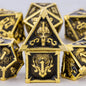 Skull and Dragon Metal Dice Set - 7-Piece Polyhedral DnD Dice for Dungeons & Dragons Tabletop RPG