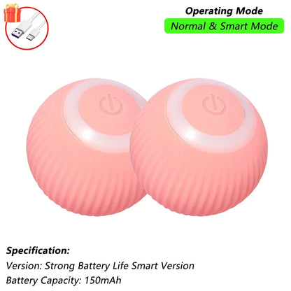 Rechargeable Interactive Cat Ball Toy — Automatic Rolling Smart Toy with Tail, LED & Obstacle Avoidance