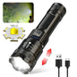 Tactical LED Flashlight — USB-C Rechargeable, Zoomable, Waterproof