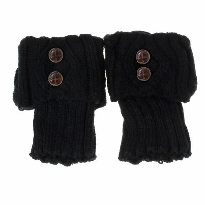 Women's Short Knit Diamond 2-Button Boot Cuffs — Knit Leg Warmers & Boot Covers