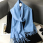 62-Color Winter Cashmere Scarf – Warm Tassel Pashmina Wrap for Women