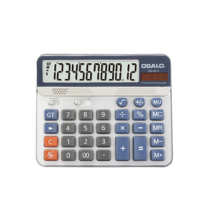 Solar Dual-Power 12-Digit ABS Calculator for Office, Finance & Students