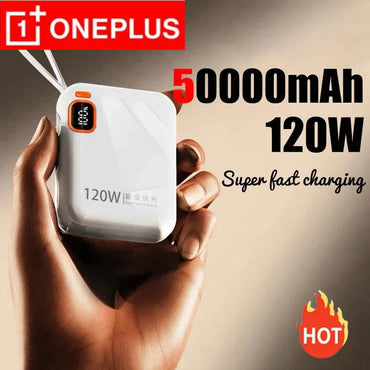 200000mAh 120W Portable Power Bank USB Type-C Two-Way Fast Charger with Built-In Cables & LED Display for iPhone & Samsung