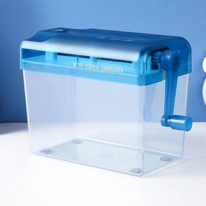 A6 Mini Manual Paper Shredder Hand-Crank Desktop Strip-Cut Office Document Shredder