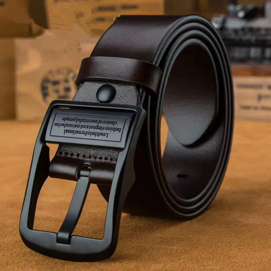 Men's Leather Cowhide Belt 1.5 in (3.8 cm) Metal Pin Buckle - Casual Business Jeans
