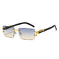 Rimless Rectangular Sunglasses with Cheetah Accent, UV400 Sun Protection, Unisex