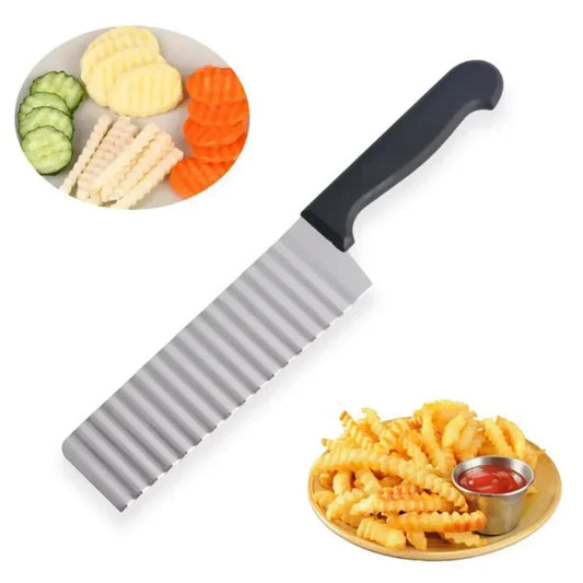 Stainless Steel Wavy Crinkle Slicer Knife - Potato Chip & French Fry Cutter, 25 x 14 x 4 cm (9.8 x 5.5 x 1.6 in)