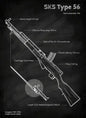 Weapons Blueprint Poster Black Board Guns Blueprint Wall Art Canvas Painting Military Enthusiast Home Room Wall Decor Gunfight