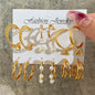 Gold Butterfly & Heart Dangle Earrings Set – Acrylic Drop Jewelry for Women
