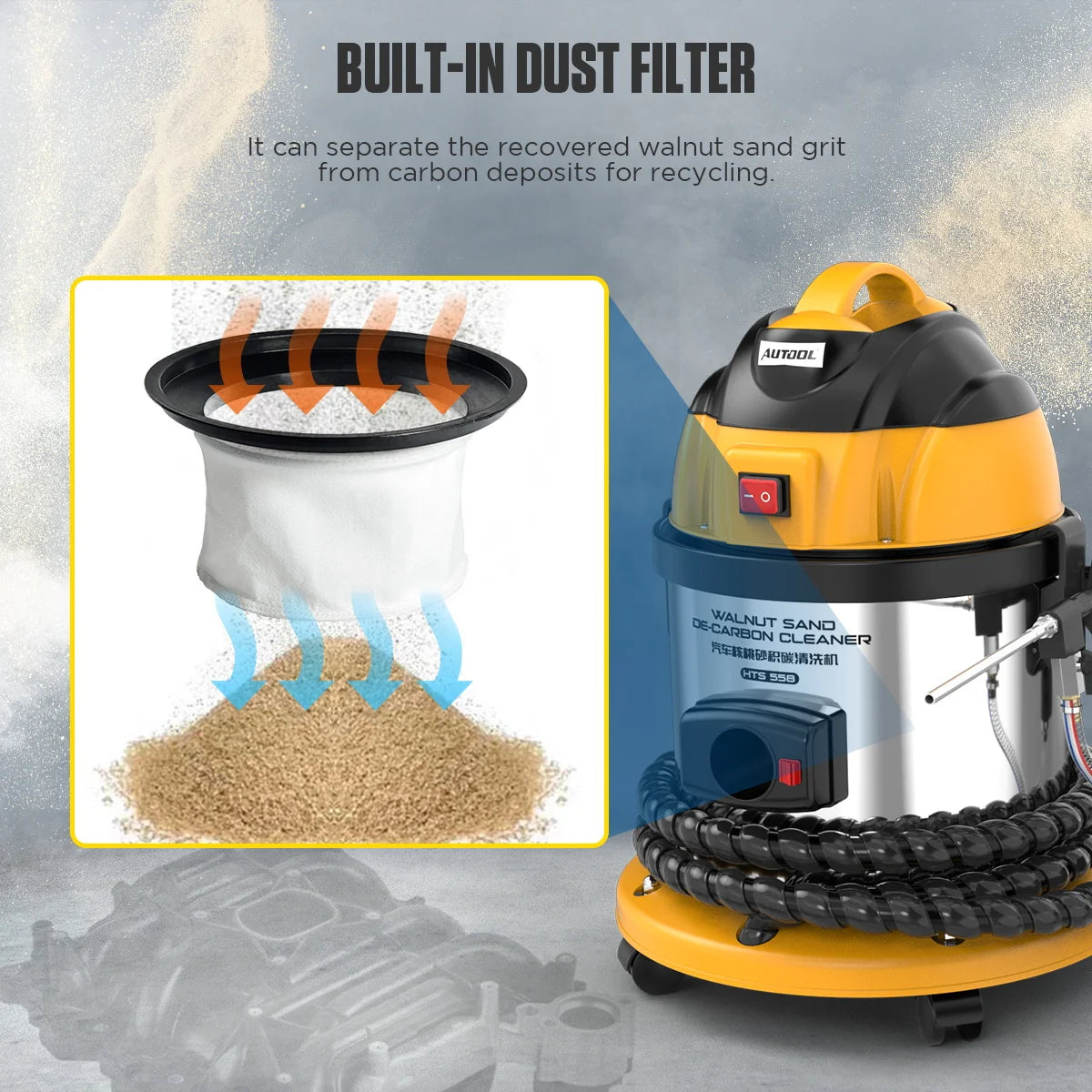 AUTOOL HTS558 Walnut-Shell Engine Intake Carbon Cleaning Machine
