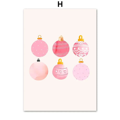 Modern Simple Wall Art Pink Christmas Tree Father Christmas HD Canvas Print Poster Home Living Room Bedroom Decoration