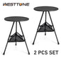 Round Folding Camping Table 2-Pack — 14.5 in (37 cm) Ultralight Portable Adjustable Height with Mesh Storage Bag for Camping, Picnic & Indoor