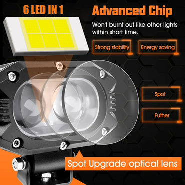 4 in (100 mm) LED Pod Light - Combo Spot + Flood Beam 9-30V Driving Work Fog Light for Car Motorcycle ATV UTV SUV Off-Road 4x4 Boat Truck