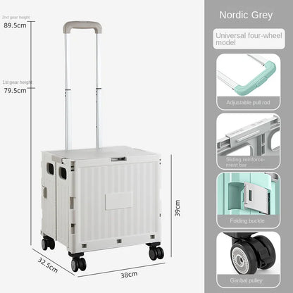 Multifunctional Folding Camping Trolley - Large Capacity Portable Outdoor Storage Cart