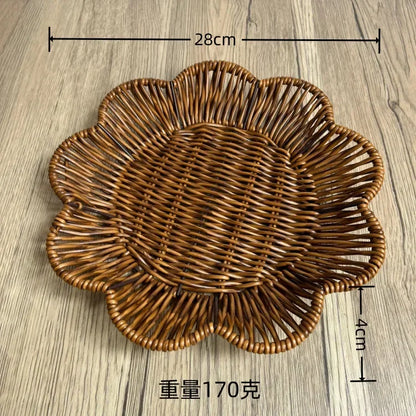 Imitation Rattan Fruit Basket Sundry Storage Basket Hand-Woven Storage Box Home Storage Supplies Tabletop Display Rattan Basket