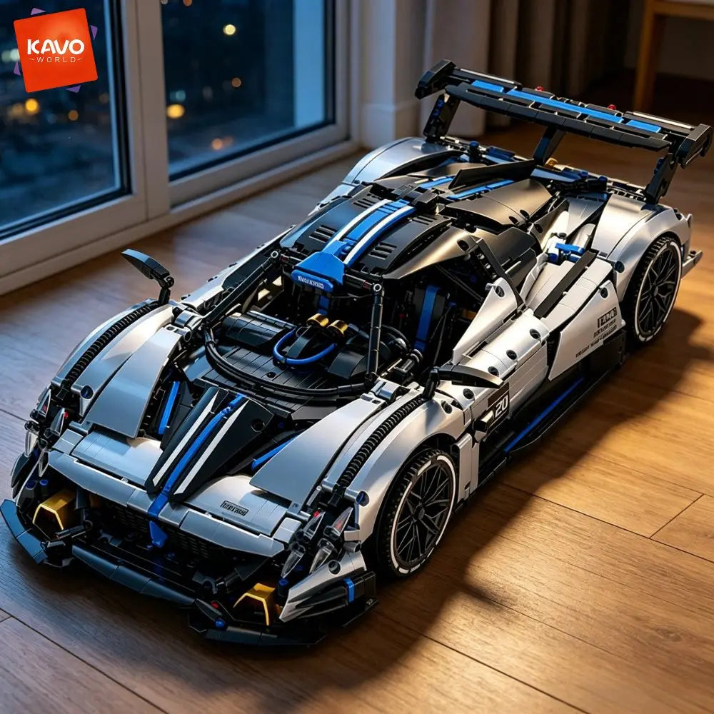 KAVOWORLD Super Sports Car Building Blocks Set – 1:8 Scale MOC Race Car Model