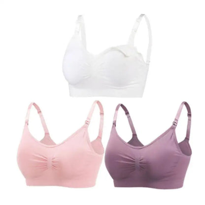 3-Pack Seamless Maternity Nursing Bras – Wireless Breathable Nursing Bra with Removable Pads & Front/Back Closure