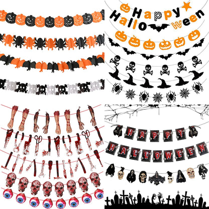 Halloween Paper Hanging Banner - 32 Pattern Options