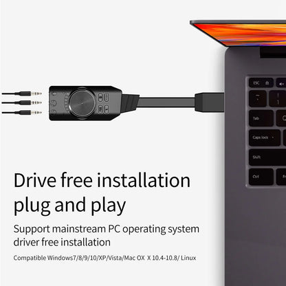 External USB 7.1 Channel Sound Card Adapter with Volume Control - 3.5mm Headset Jack for PC & Laptop