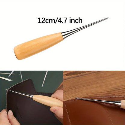 2pcs Leather Hand Stitching Awl Tool Leather Craft Hole Punch Tools Sewing Punching Hole Maker Stitching Over Stitch