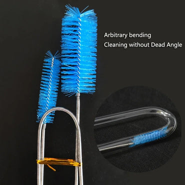 Aquarium Tube Cleaning Brush - Flexible Double-Ended Fish Tank Pipe Cleaner, Stainless Steel Handle with Nylon Bristles, Lengths 12/24/35/61/79 in (30/60/90/155/200 cm)