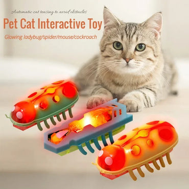 Interactive Battery Operated Bug Cat Toy for Kittens Automatic Vibration Beetle with Obstacle Avoidance