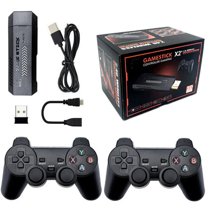 Retro HD 64GB Game Console Stick with Dual Wireless Controllers — 20,000+ Classic Games, Plug & Play