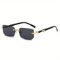 Rimless Rectangle Sunglasses – Small Square Mirror Lens Sun Shades for Women & Men