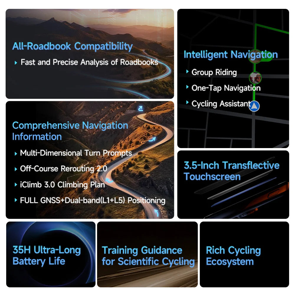 iGPSPORT BiNavi GPS Bike Computer - Touchscreen Map Navigation, 35hr Battery, IPX7, iClimb 3.0, Route Planning