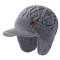 New Unisex Winter Hat Plush Fur Lined Warm Earflap Cap Stylish Soft Beanie Hat  Outdoor Thick Ski Sports Knitted Hat